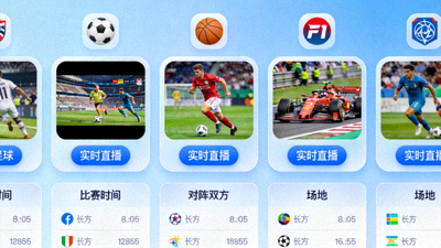 开云体育赛事大厅界面，整齐排列着足球、篮球、F1、网球等不同赛事的直播卡片与赛程信息
